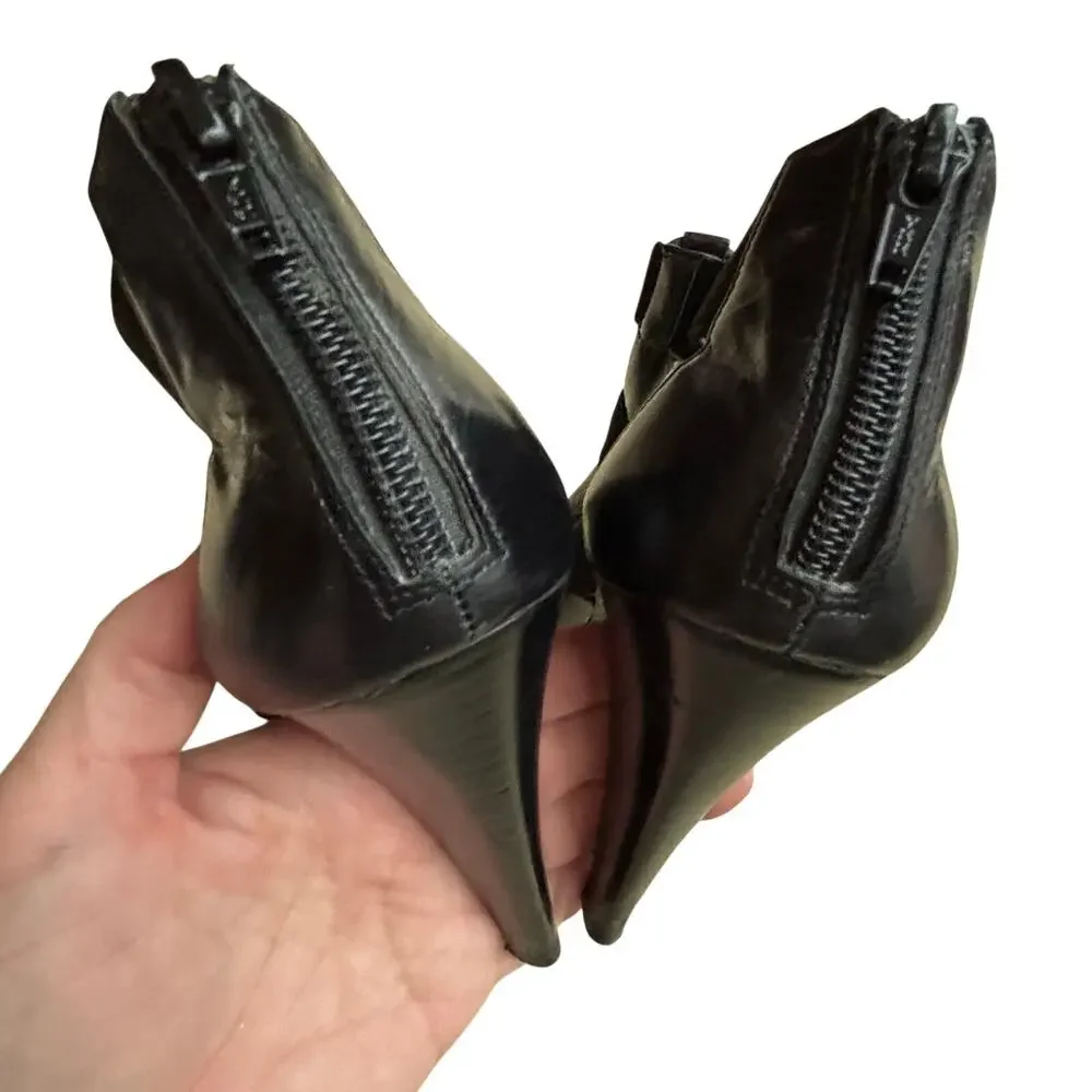 Calvin Klein Camen 9M black high heel strappy shoes open toe leather & suede